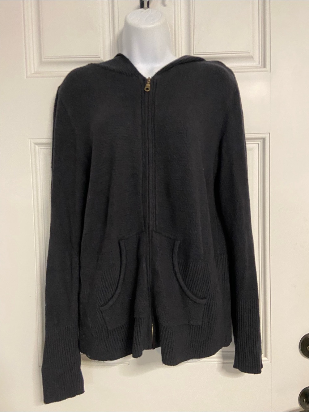 BAREFOOT DREAMS Dark Gray COZY CHIC LITE Hooded Cardigan Sweater